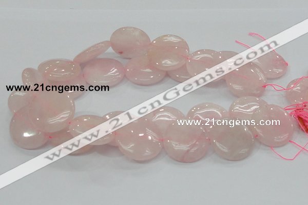 CRQ74 15.5 inches 30mm flat round natural rose quartz beads