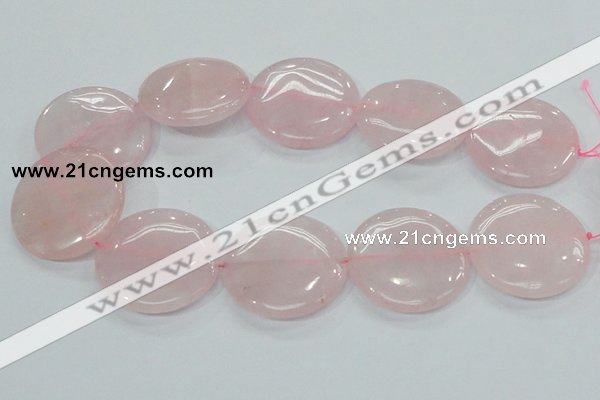 CRQ75 15.5 inches 40mm flat round natural rose quartz beads