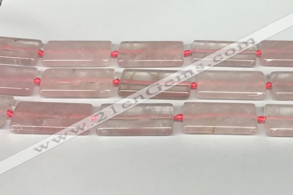 CRQ752 15.5 inches 20*40mm rectangle rose quartz beads