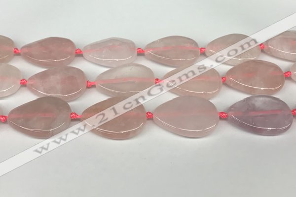 CRQ756 15.5 inches 25*35mm flat teardrop rose quartz beads