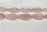 CRQ757 15.5 inches 25*40mm flat teardrop rose quartz beads