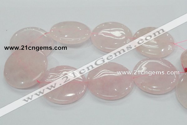 CRQ76 15.5 inches 50mm flat round natural rose quartz beads