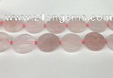 CRQ761 15.5 inches 30mm flat round rose quartz beads