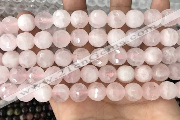 CRQ771 15.5 inches 10mm faceted round rose quartz beads