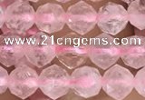CRQ775 15.5 inches 6mm faceted nuggets rose quartz beads