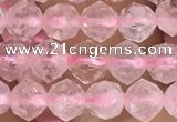 CRQ775 15.5 inches 6mm faceted nuggets rose quartz beads