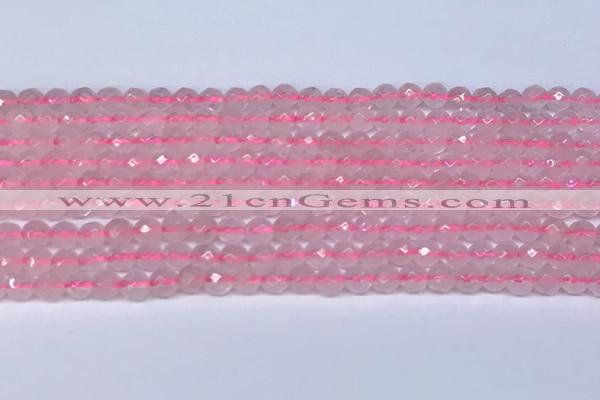 CRQ795 15.5 inches 4mm faceted round rose quartz gemstone beads