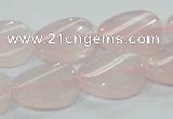 CRQ80 15.5 inches 15*20mm twisted oval natural rose quartz beads