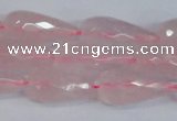 CRQ810 15.5 inches 12*25mm faceted teardrop rose quartz beads