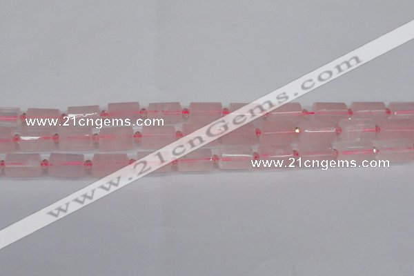 CRQ812 15.5 inches 10*15mm faceted tube rose quartz beads