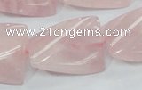 CRQ83 15.5 inches 20*30mm twisted rectangle natural rose quartz beads