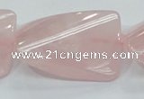 CRQ84 15.5 inches 30*40mm twisted rectangle natural rose quartz beads