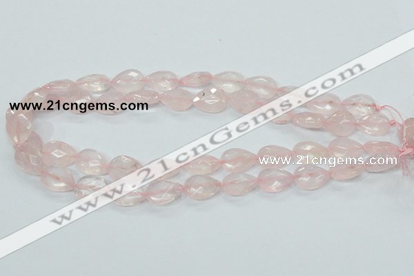 CRQ87 15.5 inches 12*18mm faceted teardrop natural rose quartz beads