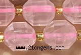 CRQ870 15 inches 9*10mm faceted rose quartz beads wholesale