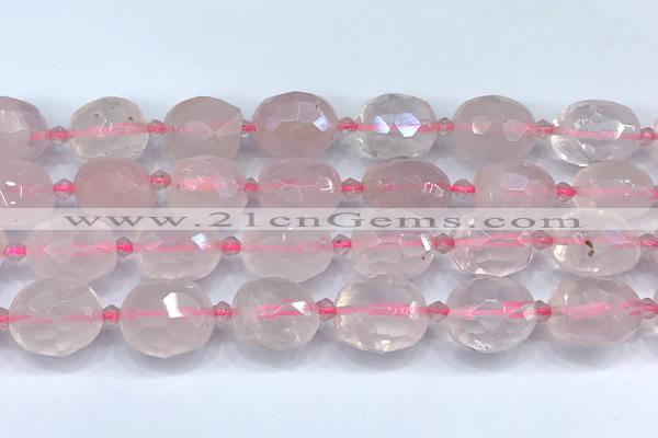 CRQ886 15 inches 12*16mm - 14*20mm faceted nuggets AB-color rose quartz beads