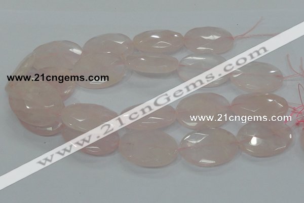 CRQ95 15.5 inches 30*40mm faceted oval natural rose quartz beads