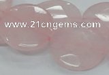 CRQ97 15.5 inches 25mm faceted flat round natural rose quartz beads