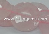 CRQ98 15.5 inches 35mm faceted flat round natural rose quartz beads