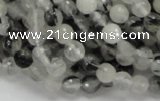 CRU01 15.5 inches 6mm faceted round black rutilated quartz beads