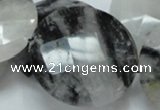 CRU07 15.5 inches 40mm faceted flat round black rutilated quartz beads