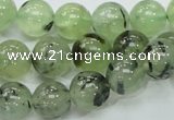 CRU101 15.5 inches 12mm round green rutilated quartz beads wholesale