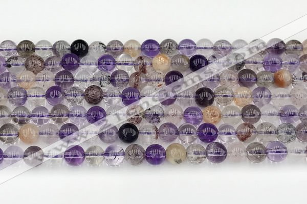 CRU1018 15.5 inches 6mm round mixed rutilated quartz beads