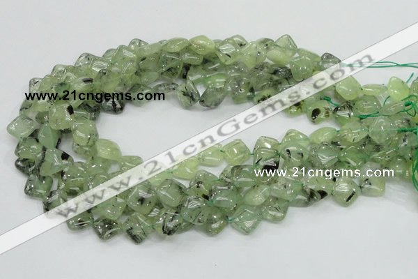 CRU103 15.5 inches 12*12mm diamond green rutilated quartz beads