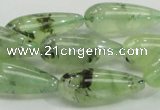 CRU106 15.5 inches 10*25mm teardrop green rutilated quartz beads