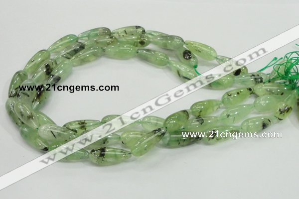 CRU106 15.5 inches 10*25mm teardrop green rutilated quartz beads