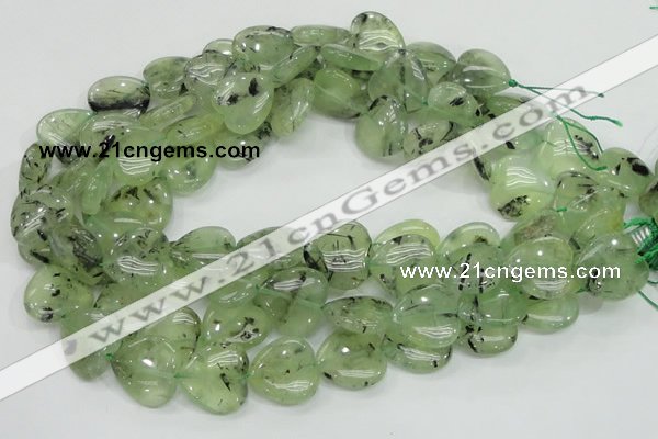 CRU108 15.5 inches 20*20mm heart green rutilated quartz beads