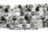 CRU1083 15.5 inches 10mm round black rutilated quartz gemstone beads