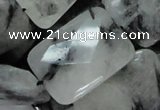 CRU11 15.5 inches 20*30mm faceted rectangle black rutilated quartz beads