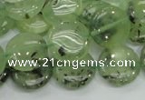 CRU110 15.5 inches 16mm flat round green rutilated quartz beads