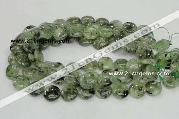 CRU111 15.5 inches 20mm flat round green rutilated quartz beads