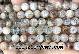 CRU1138 15 inches 8mm round black gold rutilated quartz beads
