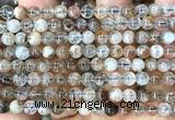 CRU1142 15 inches 6mm round black gold rutilated quartz beads