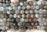 CRU1143 15 inches 8mm round black gold rutilated quartz beads