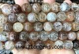 CRU1145 15 inches 12mm round black gold rutilated quartz beads