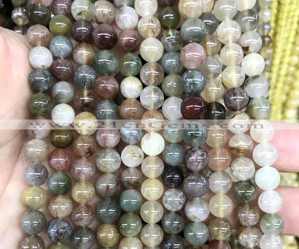 CRU1149 15 inches 7mm round mixed rutilated quartz beads