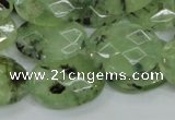 CRU115 15.5 inches 18*25mm faceted oval green rutilated quartz beads