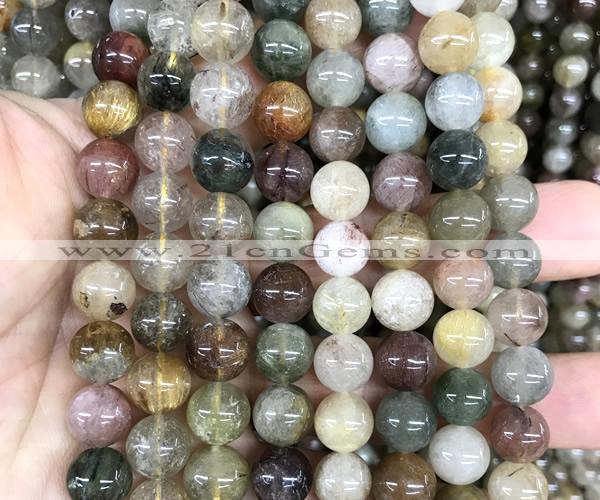 CRU1151 15 inches 9mm round mixed rutilated quartz beads