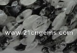 CRU12 15.5 inches 9*12mm faceted oval black rutilated quartz beads