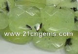 CRU121 15.5 inches 25*25mm faceted square green rutilated quartz beads