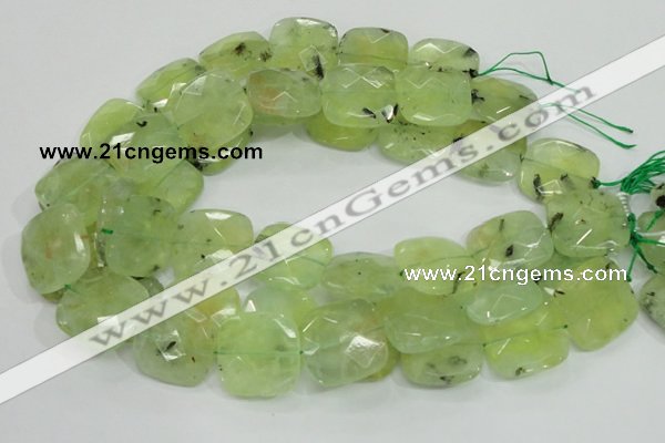 CRU121 15.5 inches 25*25mm faceted square green rutilated quartz beads