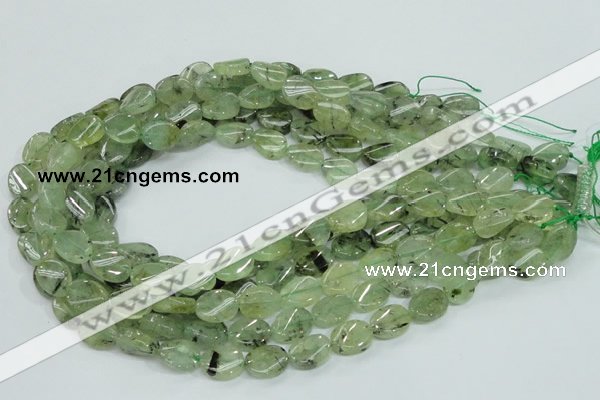 CRU122 15.5 inches 10*14mm twisted oval green rutilated quartz beads