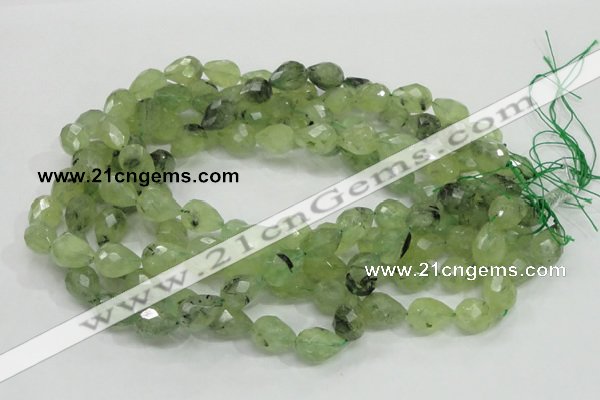 CRU125 15.5 inches 11*16mm faceted teardrop green rutilated quartz beads