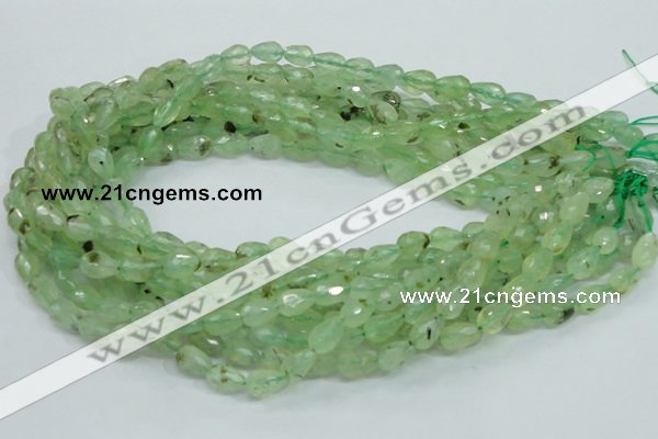 CRU127 15.5 inches 7*11mm faceted teardrop green rutilated quartz beads