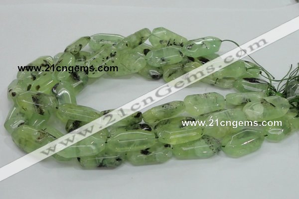 CRU128 15.5 inches 17*33mm faceted rectangle green rutilated quartz beads