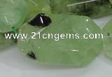 CRU129 15.5 inches 22*38mm faceted rectangle green rutilated quartz beads