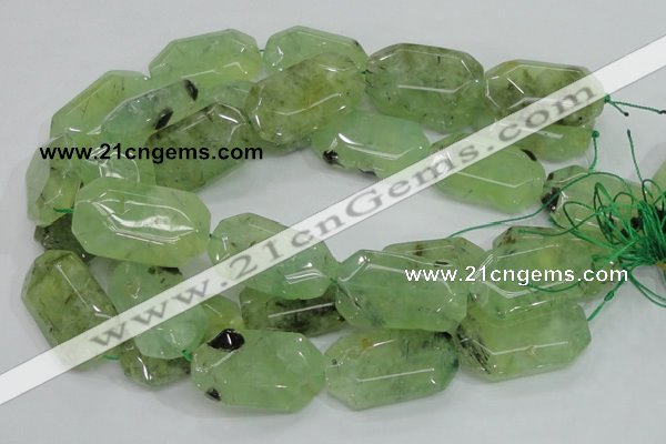 CRU129 15.5 inches 22*38mm faceted rectangle green rutilated quartz beads